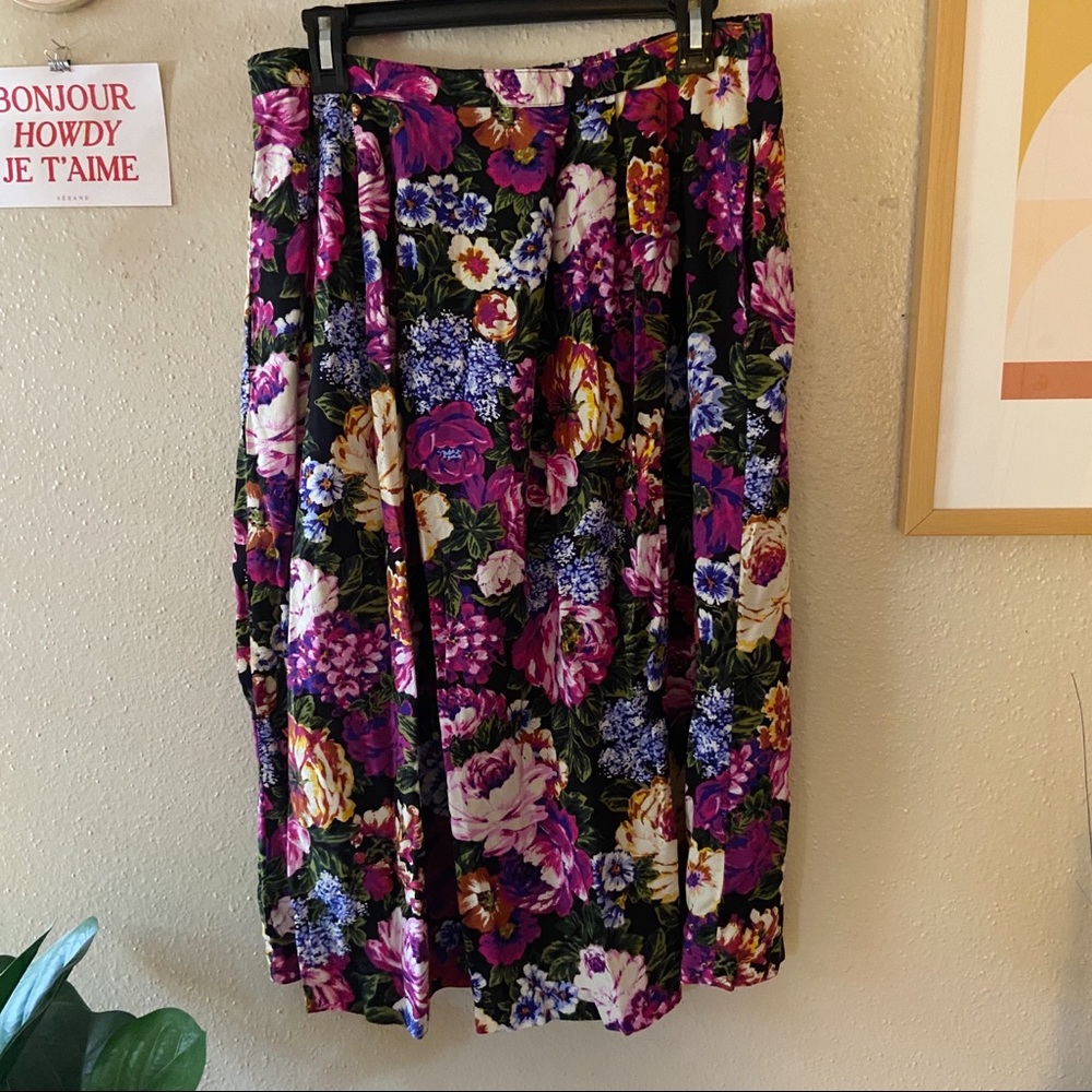 Vintage Floral Midi Skirt